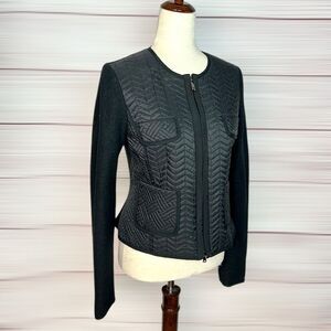NWOT PINKO Black Short Jacket Quilted Front Full Zip size US 8